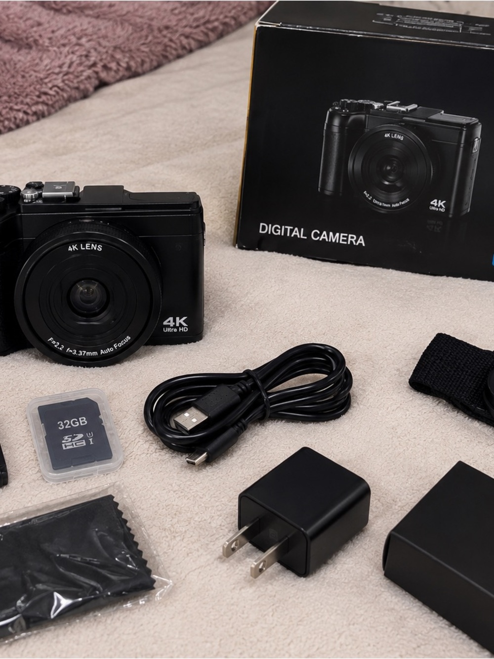 Black 4K Digital Camera with Accessories